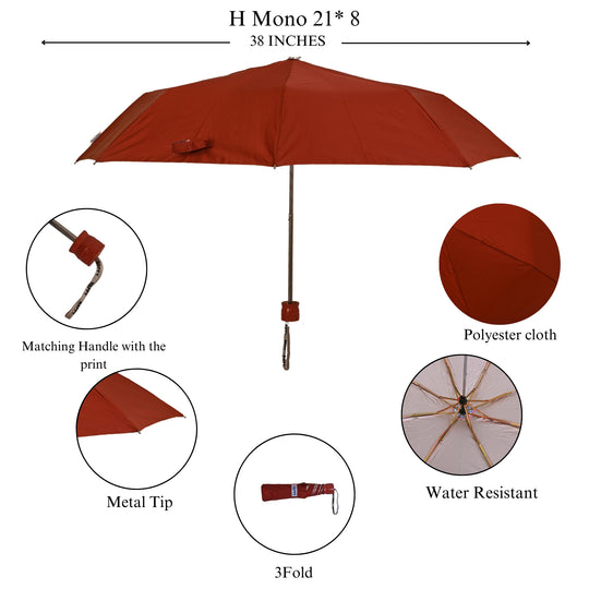 Red umbrella with features highlighted on a white background