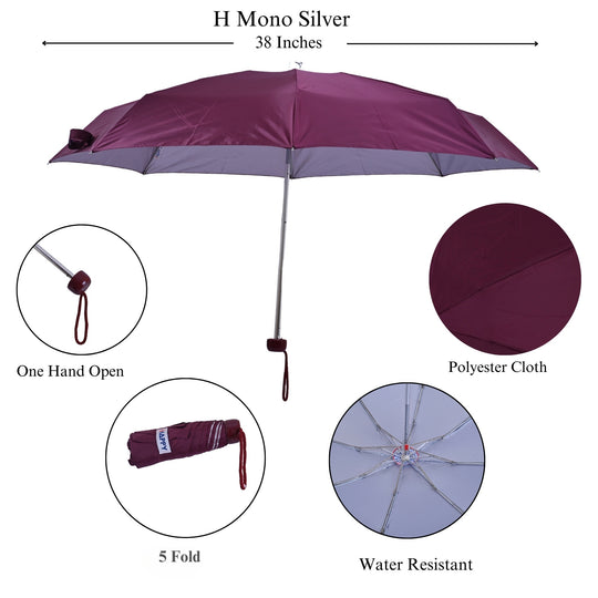 21X8 5 FOLD HAPPY MONO SILVER UMBRELLA