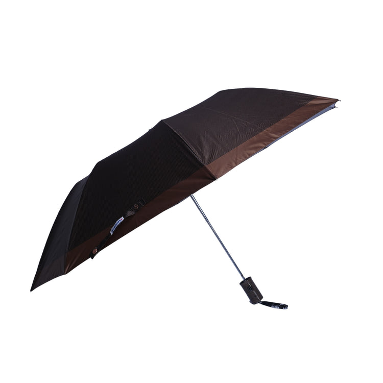 Brown checks umbrella with brown trim on a white background