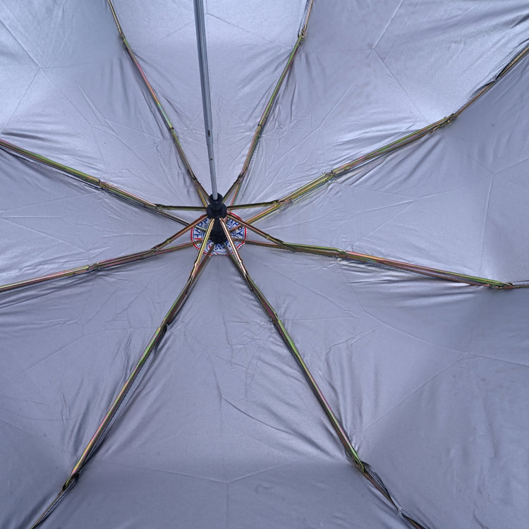 Close-up of an open umbrella with a focus on the canopy and ribs.