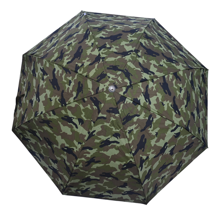 Camouflage-patterned umbrella on a white background