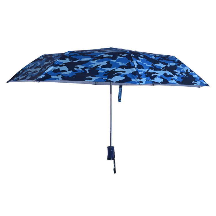 Blue camouflage umbrella on a white background