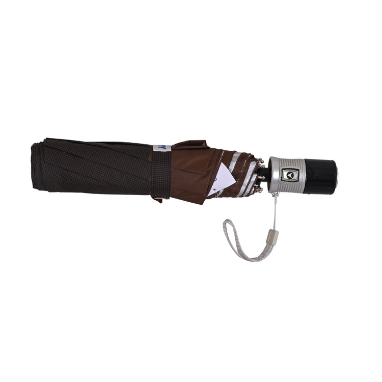 Brown small checks umbrella on white background
