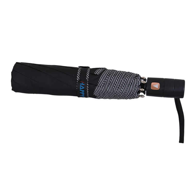 Black Silver hairline umbrella with handle on white background