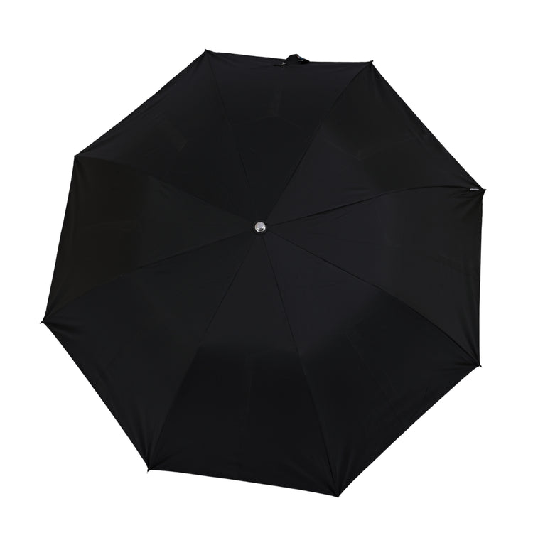 25X8 2 FOLD HAPPY BLACK SILVER POLYESTER UMBRELLA