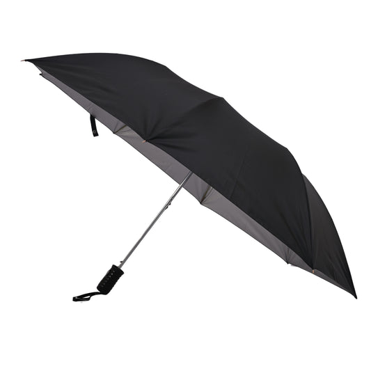 Black silver umbrella on white background