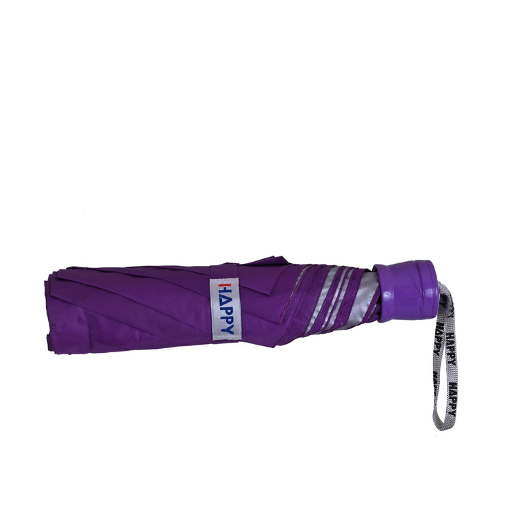 Purple umbrella with handle on white background