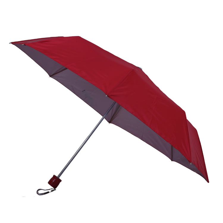 Maroon umbrella on white background