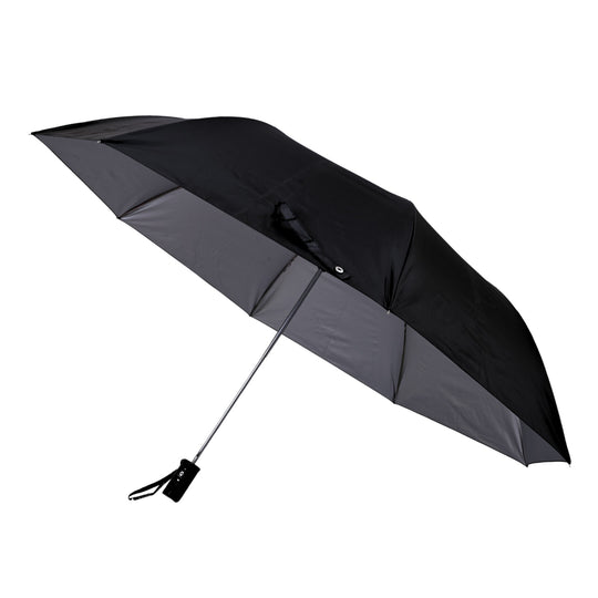 Black silver umbrella on white background