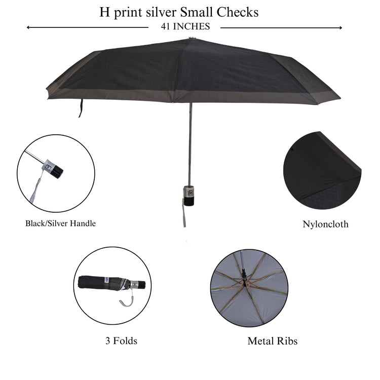 Green small check umbrella with features highlighted on a white background