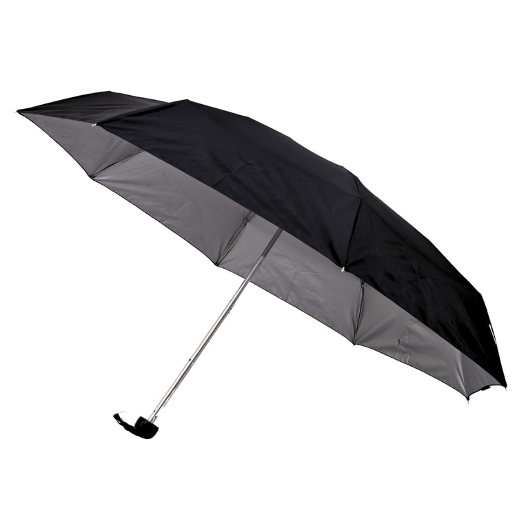 Black silver umbrella on white background