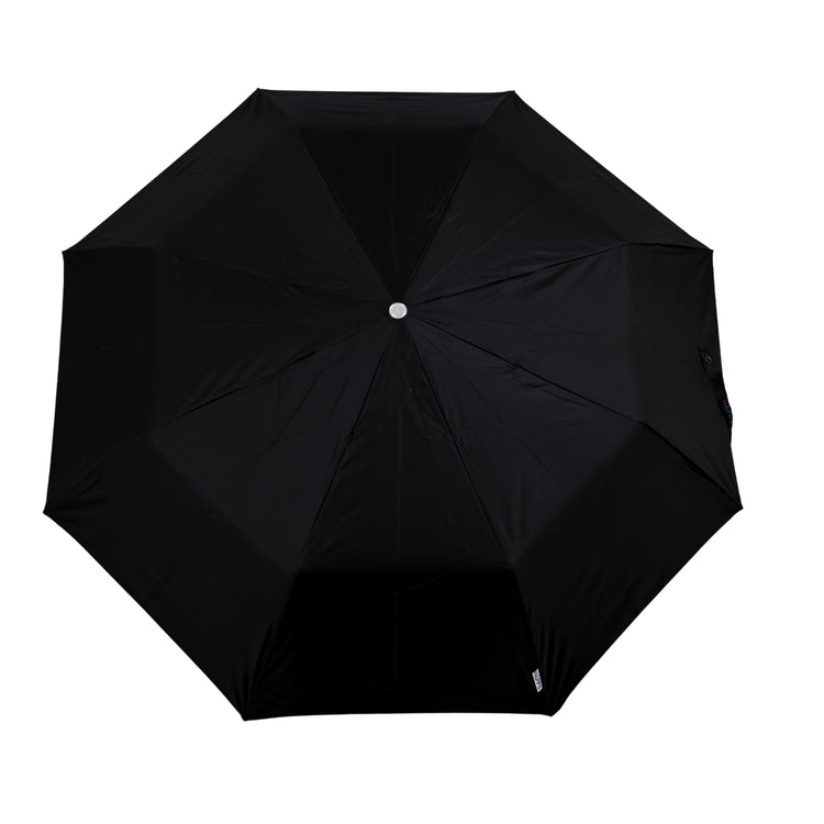 Black silver umbrella on white background