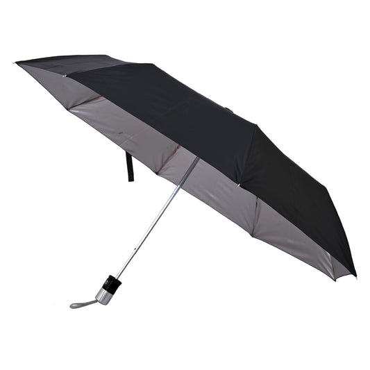 Black silver umbrella on white background