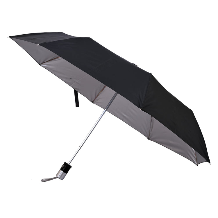 Black silver umbrella on white background