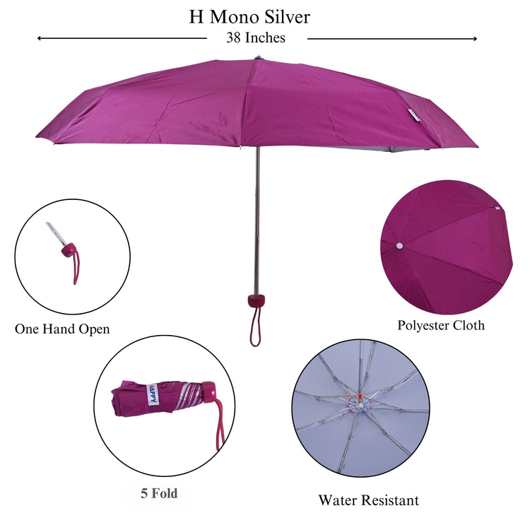 Dark raspberry umbrella with features highlighted on a white background