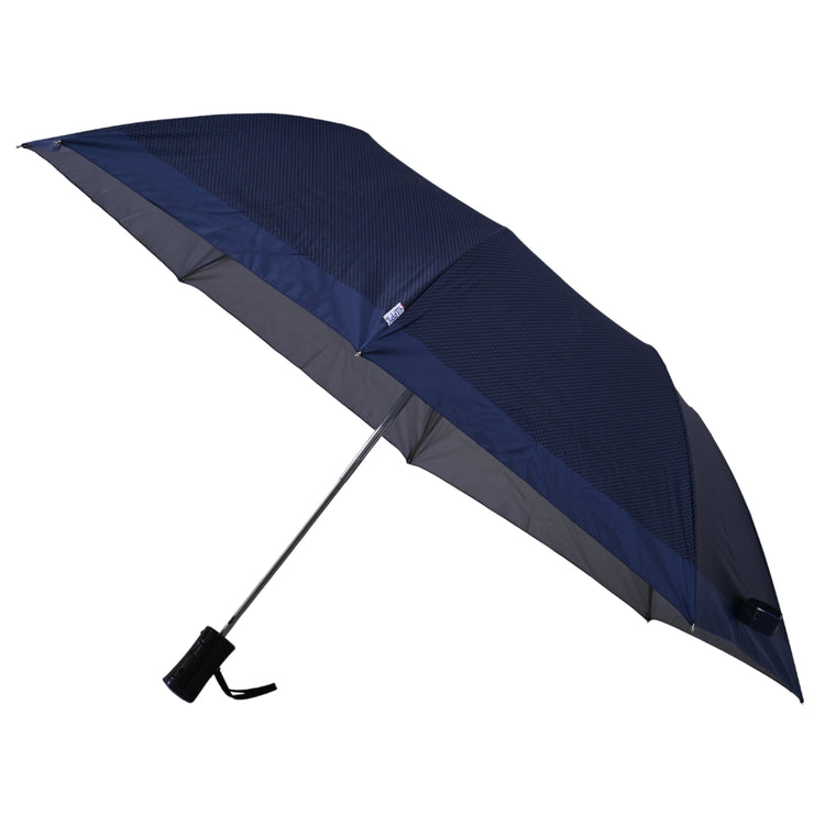 Blue umbrella on white background