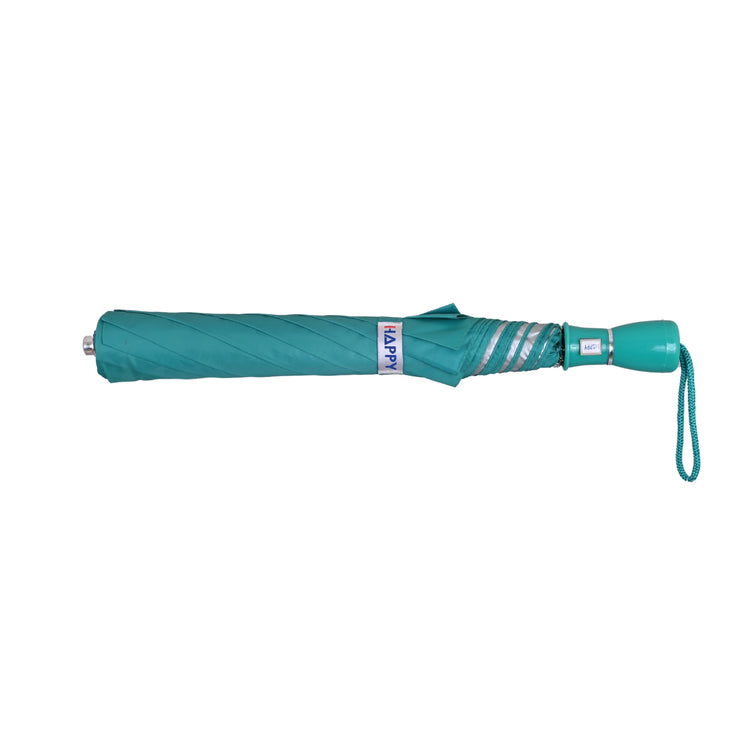 Blue umbrella with handle on white background