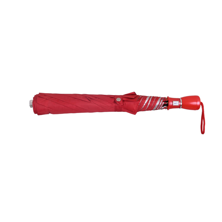 Red umbrella with handle on white background