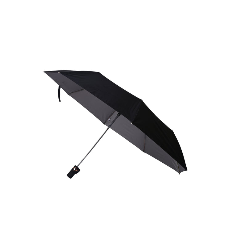 Black silver umbrella on white background