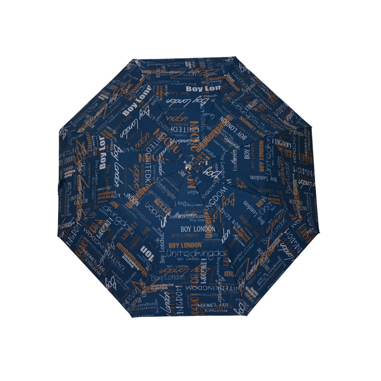 Blue printed umbrella on white background