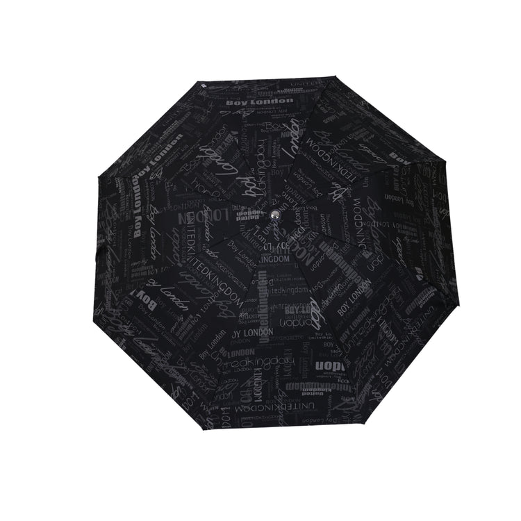 Black printed umbrella on white background