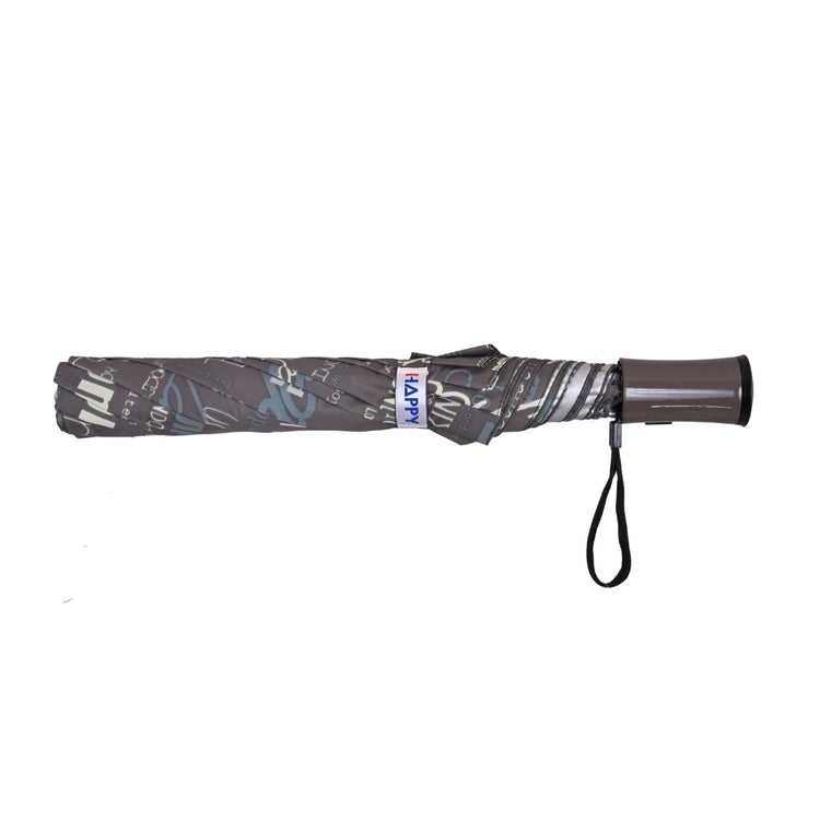 2 Fold brown printed umbrella on white background