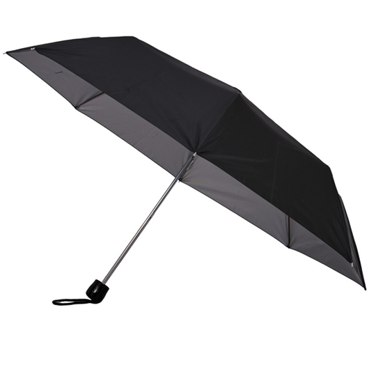 Black silver umbrella on white background